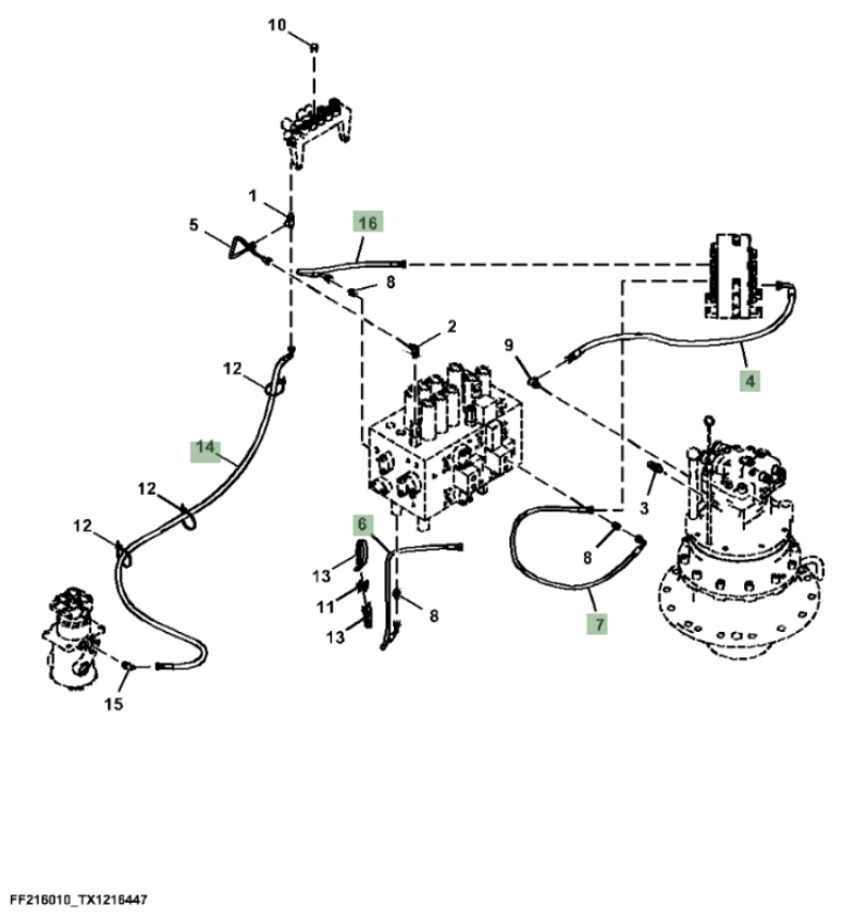 Hitachi ZX210FLC-LL-6N installation diagram showing hydraulic hose 4648912 at Pipe No. 7