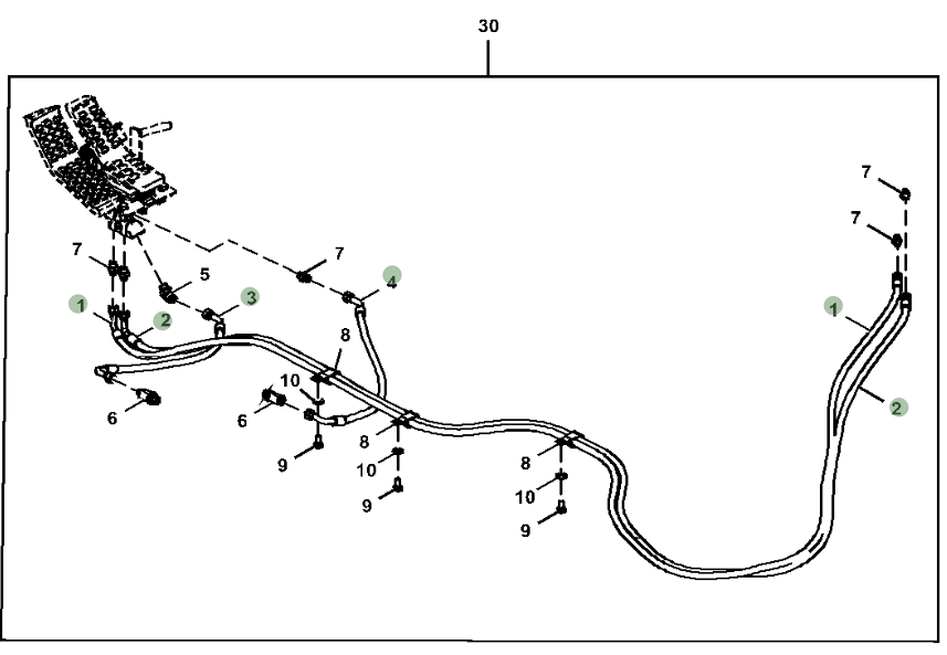 Hitachi ZX250LC-5G installation diagram showing hydraulic hose 4648204 at Pipe No. 3