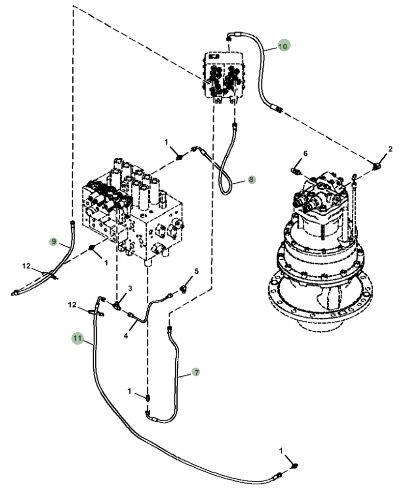 Hitachi ZX350LC-5N installation diagram showing hydraulic hose 4648912 at Pipe No. 8