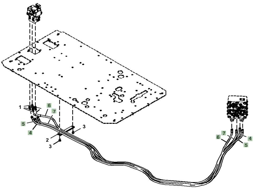 Hitachi ZX250LC-6N installation diagram showing hydraulic hose 4643180 at Pipe No. 6