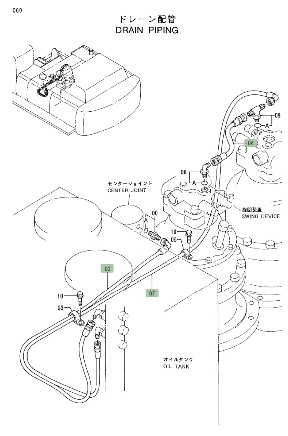 Hitachi EX550LC-5 installation diagram showing hydraulic hose 4292785 at Pipe No. 6
