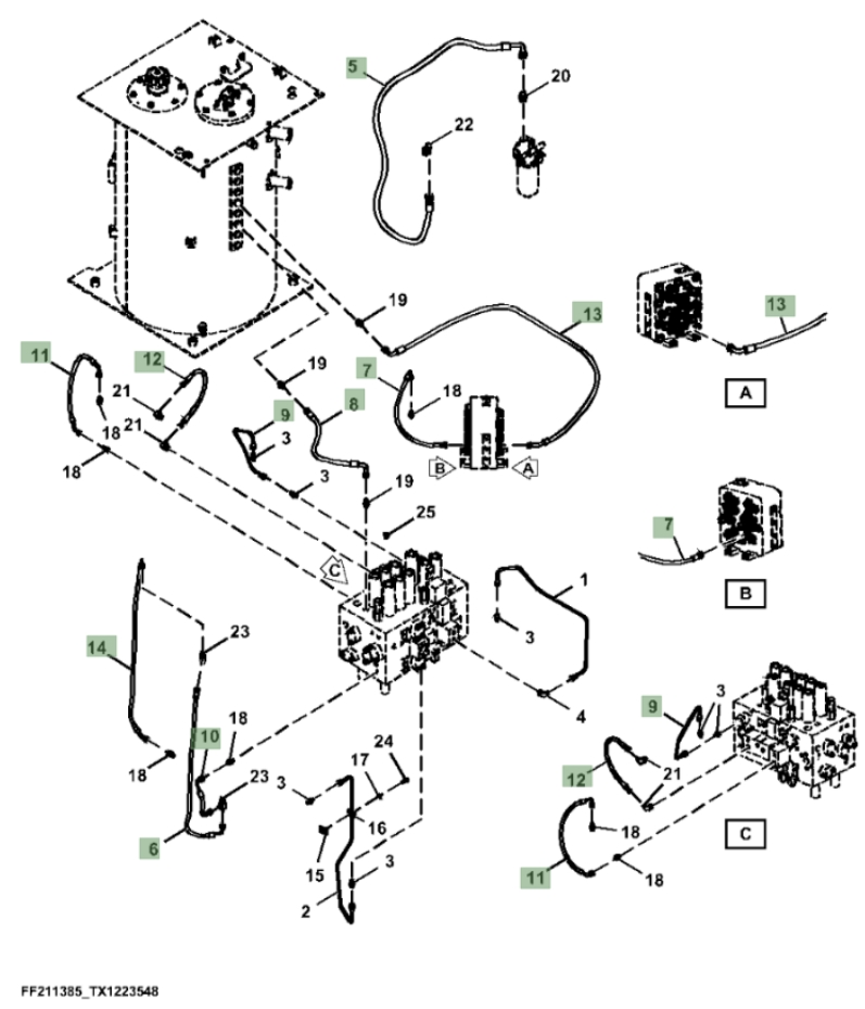 Hitachi ZX370FLC-FE-6N installation diagram showing hydraulic hose 4656805 at Pipe No. 10