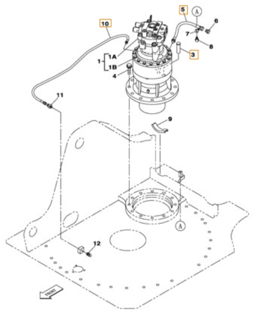 Case CX230B installation diagram showing hydraulic hose KHJ14930 at Pipe No. 10