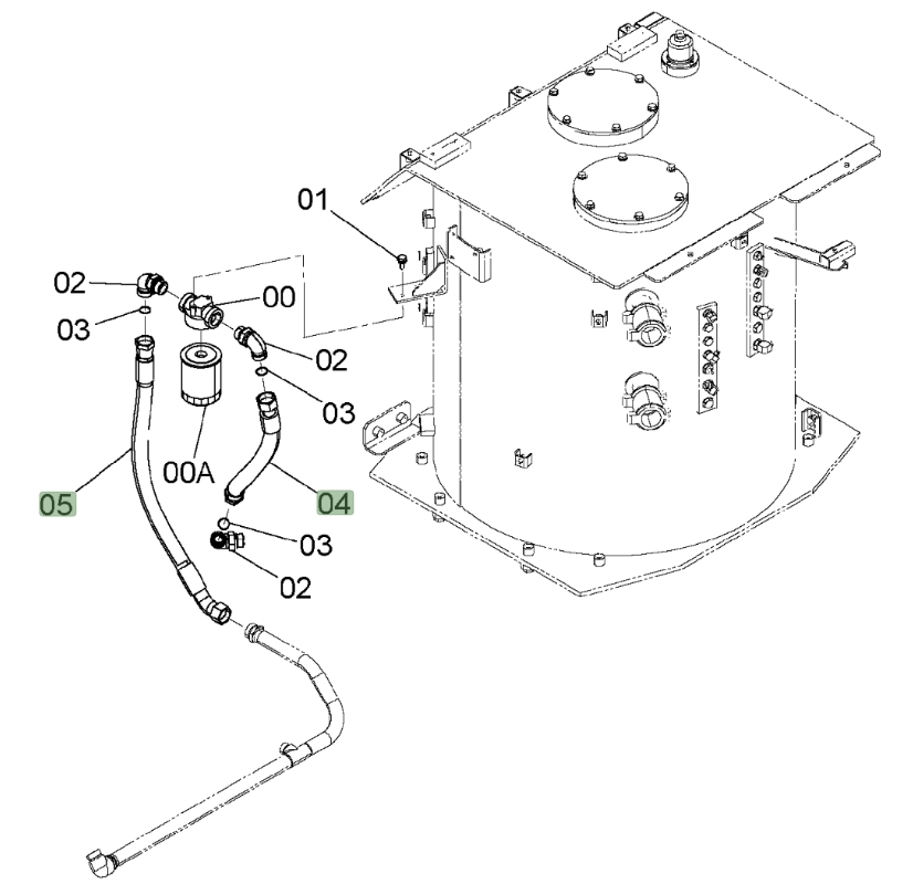 Hitachi ZX450LC-3 installation diagram showing hydraulic hose 4636854 at Pipe No. 5