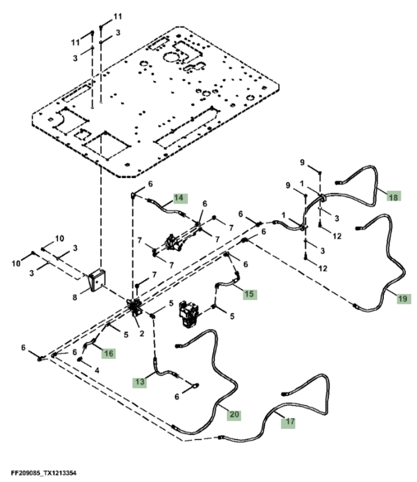 Hitachi ZX310F-LL-6N installation diagram showing hydraulic hose 4713022 at Pipe No. 20