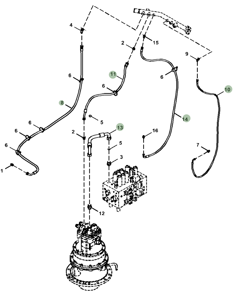 Hitachi ZX350LC-6N installation diagram showing hydraulic hose 4657217 at Pipe No. 10