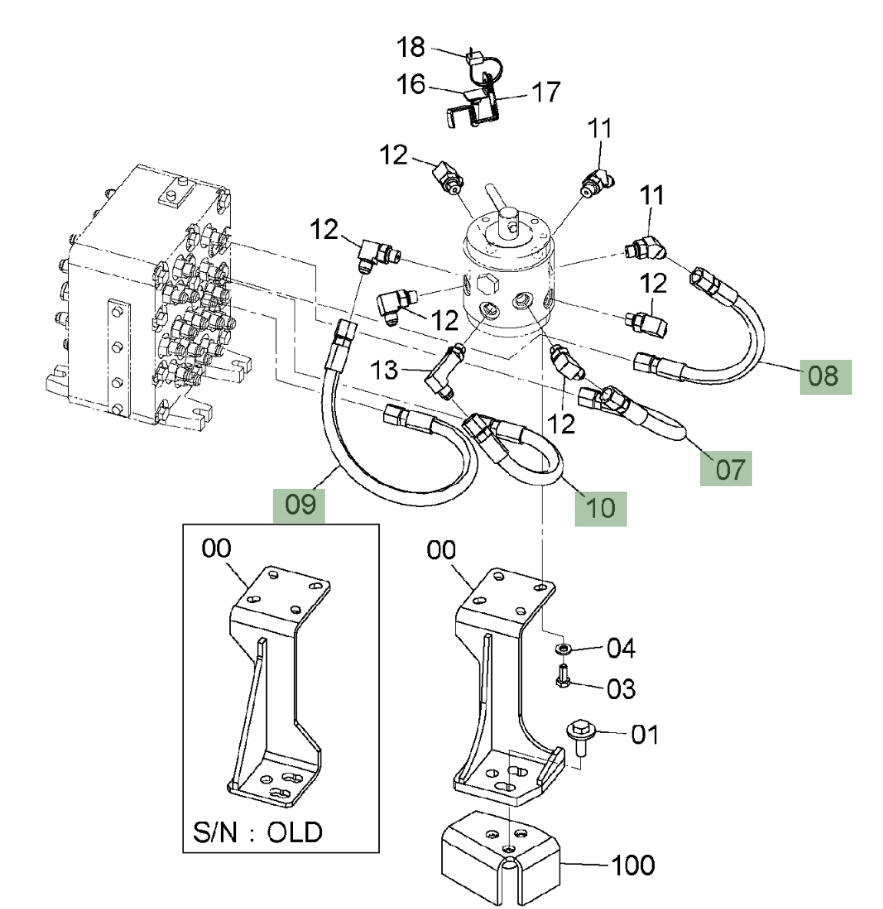 Hitachi ZX135US-3 installation diagram showing hydraulic hose 4687327 at Pipe No. 9