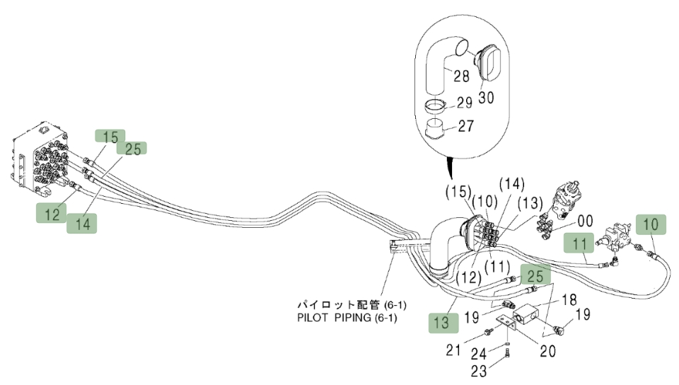 Hitachi ZX800 installation diagram showing hydraulic hose 4450440 at Pipe No. 13