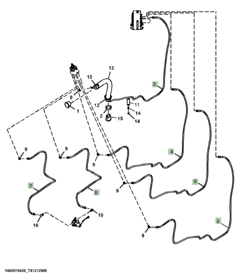 Hitachi ZX210F-LL-6N installation diagram showing hydraulic hose 4713022 at Pipe No. 8