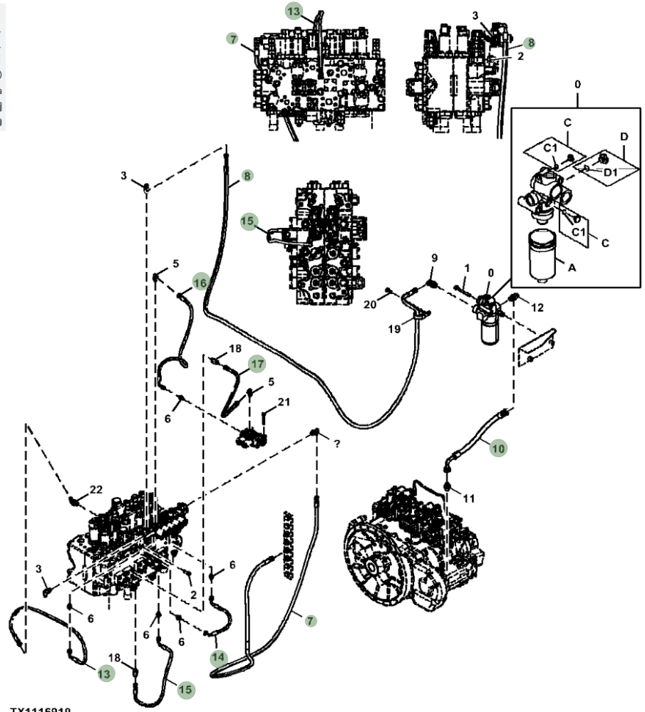 Hitachi ZX245USLC-5N installation diagram showing hydraulic hose 4706926 at Pipe No. 7