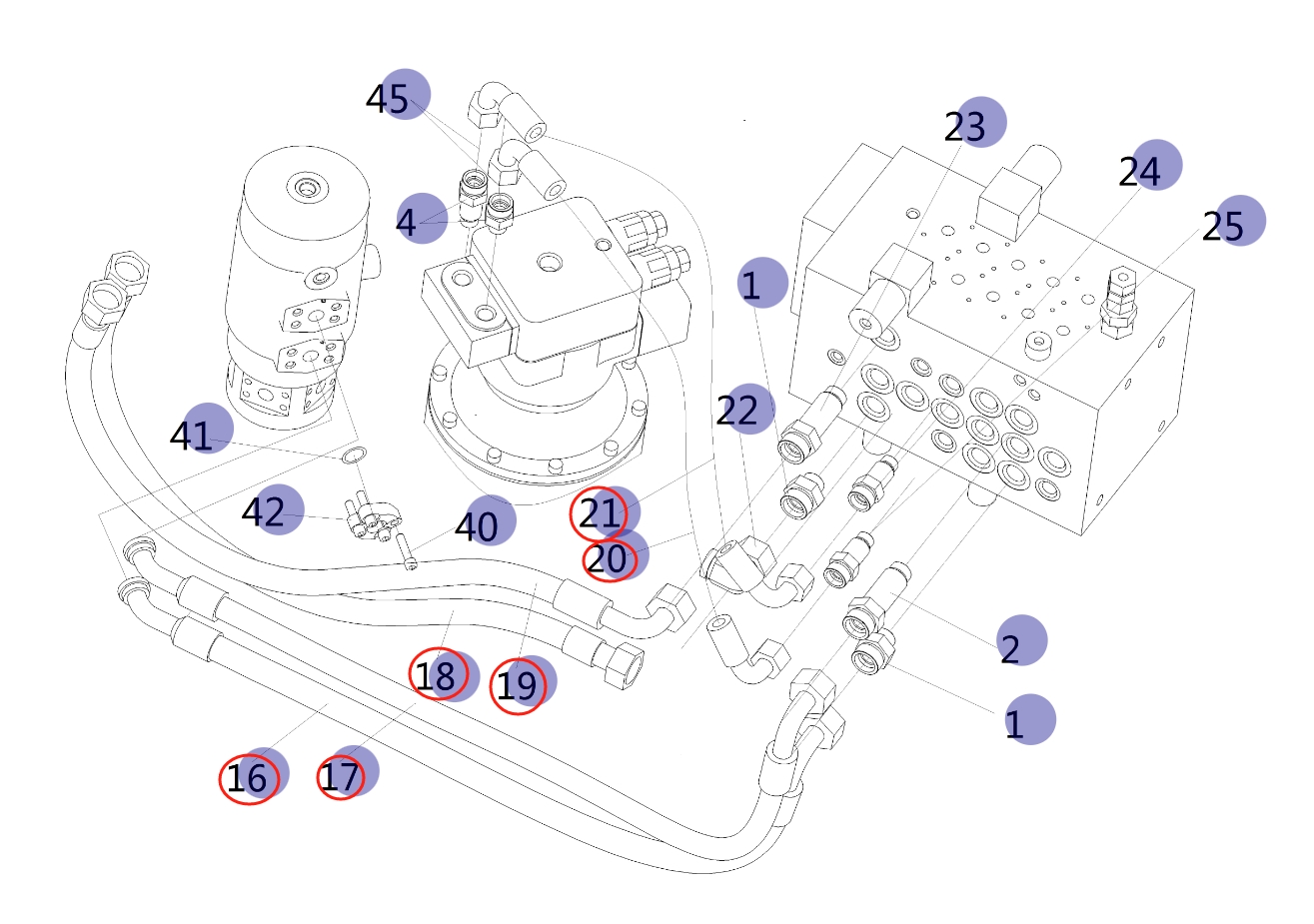 Sunward SWE155E installation diagram showing hydraulic hose 73050200A065 at Pipe No. 19