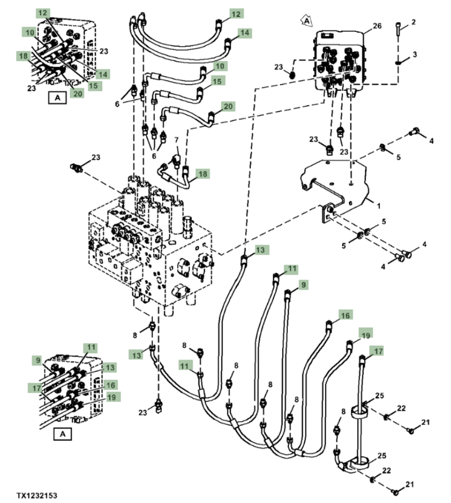 Hitachi ZX260F-LL-6N installation diagram showing hydraulic hose 4630939 at Pipe No. 15