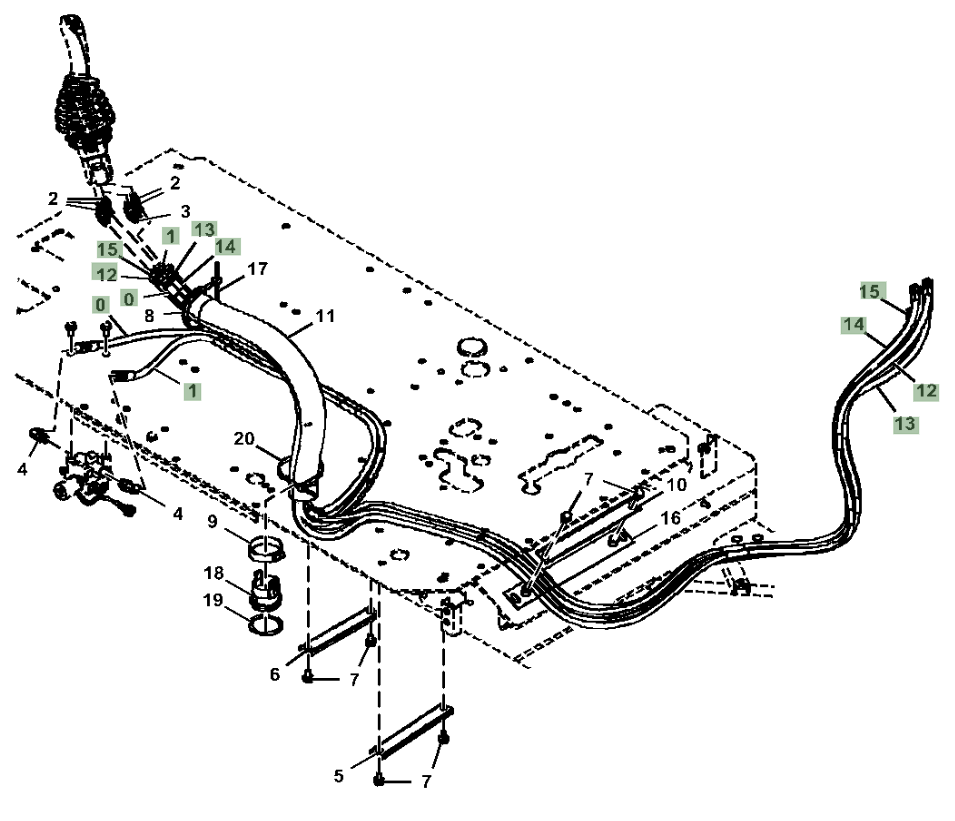 Hitachi ZX250LC-6N installation diagram showing hydraulic hose 4707578 at Pipe No. 15