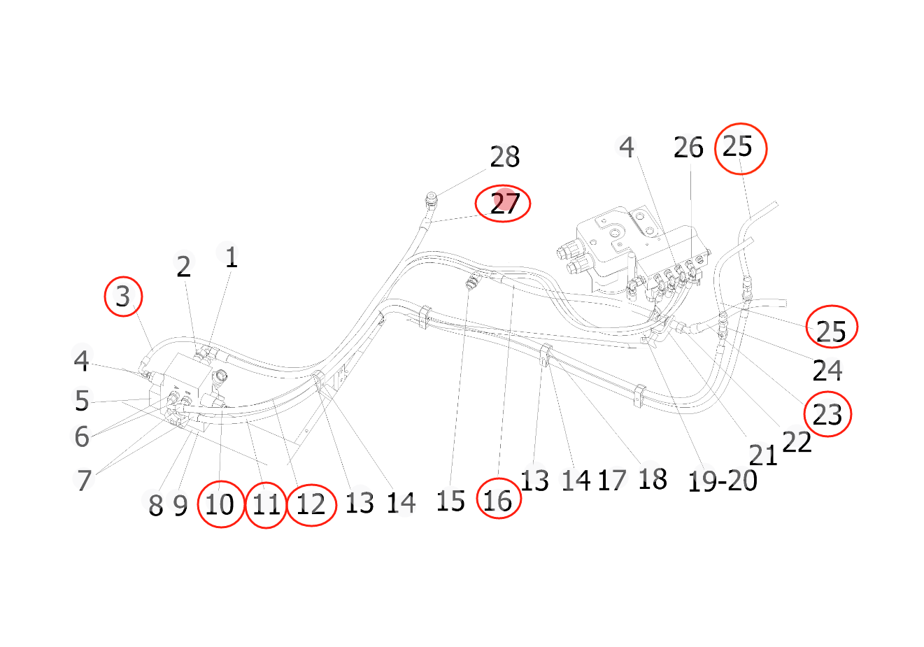Sunward SWE150E installation diagram showing hydraulic hose 730501002008 at Pipe No. 16