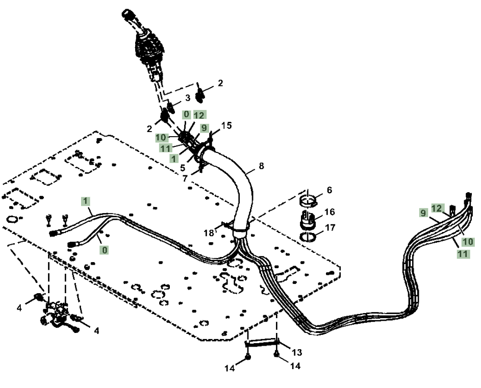 Hitachi ZX250LC-6N installation diagram showing hydraulic hose 4707588 at Pipe No. 11