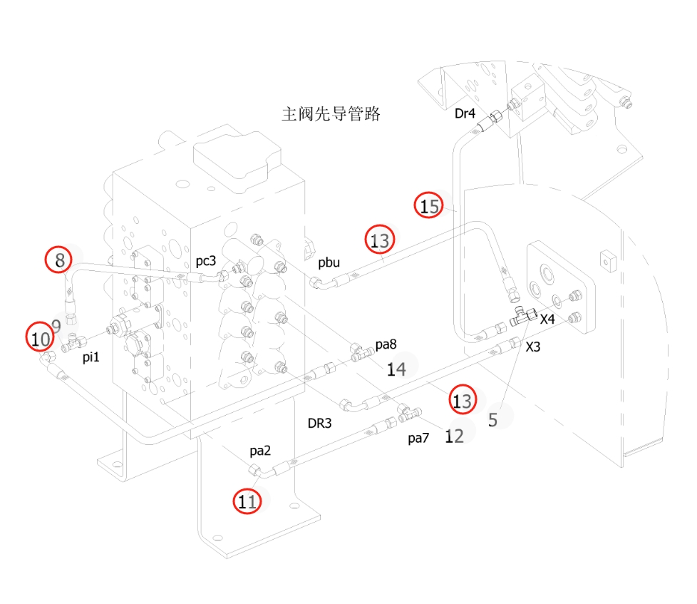 Sunward SWE225E-3H installation diagram showing hydraulic hose 730502001016 at Pipe No. 10