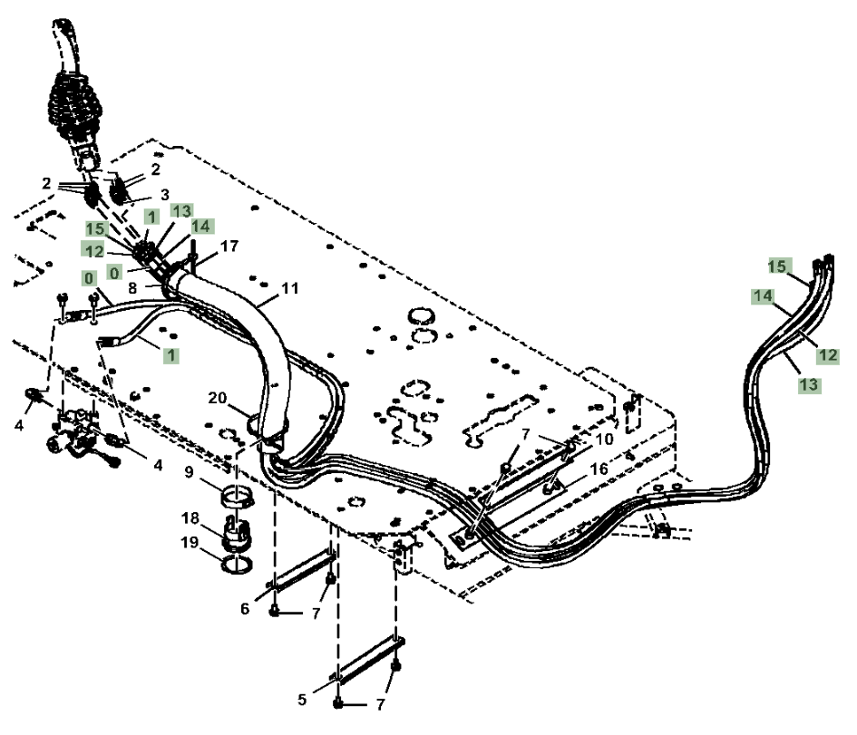 Hitachi ZX210LC-5N installation diagram showing hydraulic hose 4629707 at Pipe No. 13