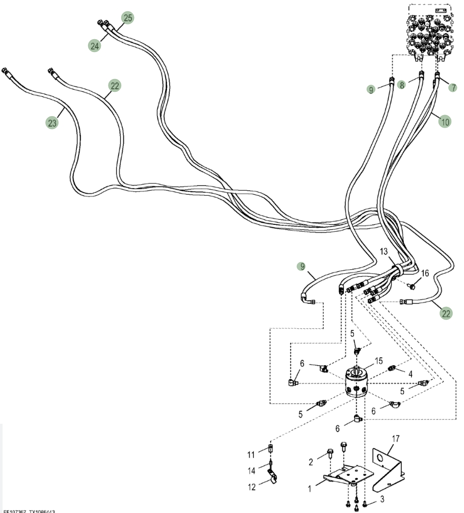 Hitachi ZX380LC-5N installation diagram showing hydraulic hose 4456548 at Pipe No. 9