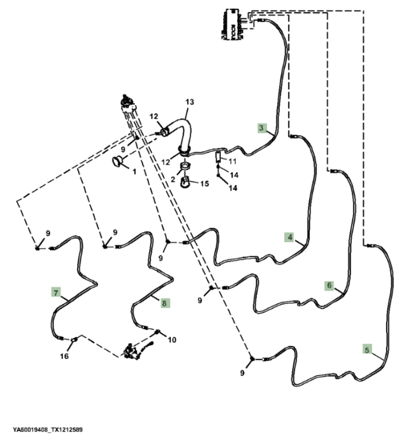 Hitachi ZX260F-LL-6N installation diagram showing hydraulic hose 4713022 at Pipe No. 8