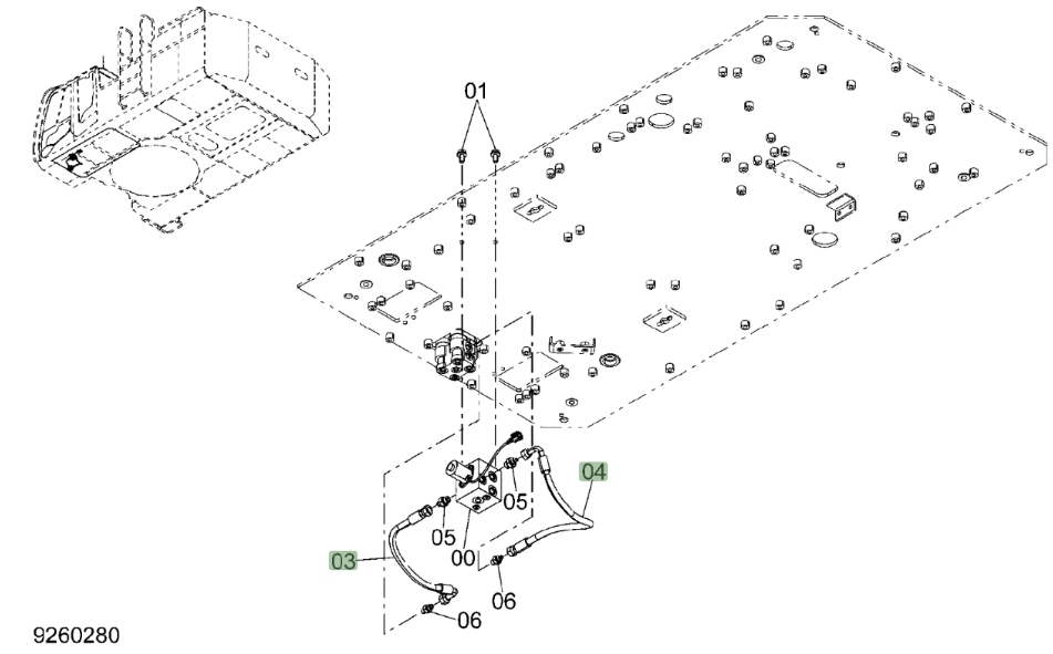 Hitachi ZX650LC-3 installation diagram showing hydraulic hose 4648087 at Pipe No. 3