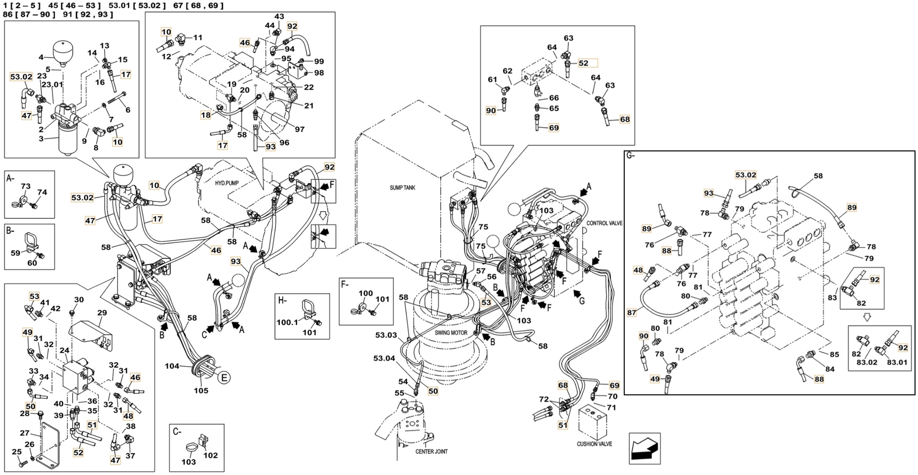 Case CX300C-8 installation diagram showing hydraulic hose KHJ2746 at Pipe No. 51