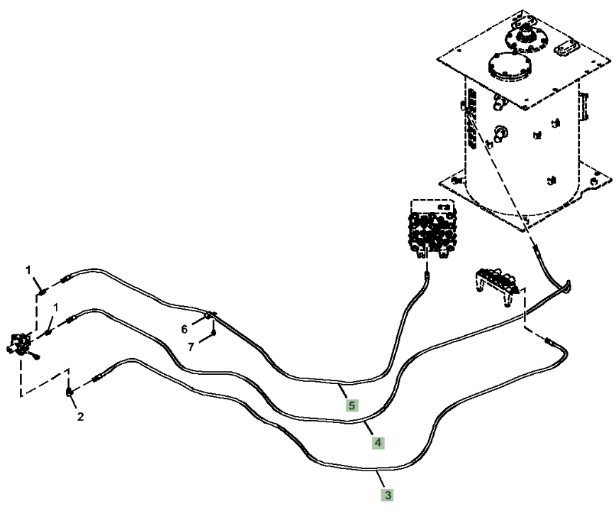 Hitachi ZX380LC-6N installation diagram showing hydraulic hose 4666804 at Pipe No. 5