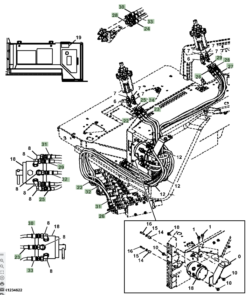 Hitachi ZX30U-5N installation diagram showing hydraulic hose 4257238 at Pipe No. 26
